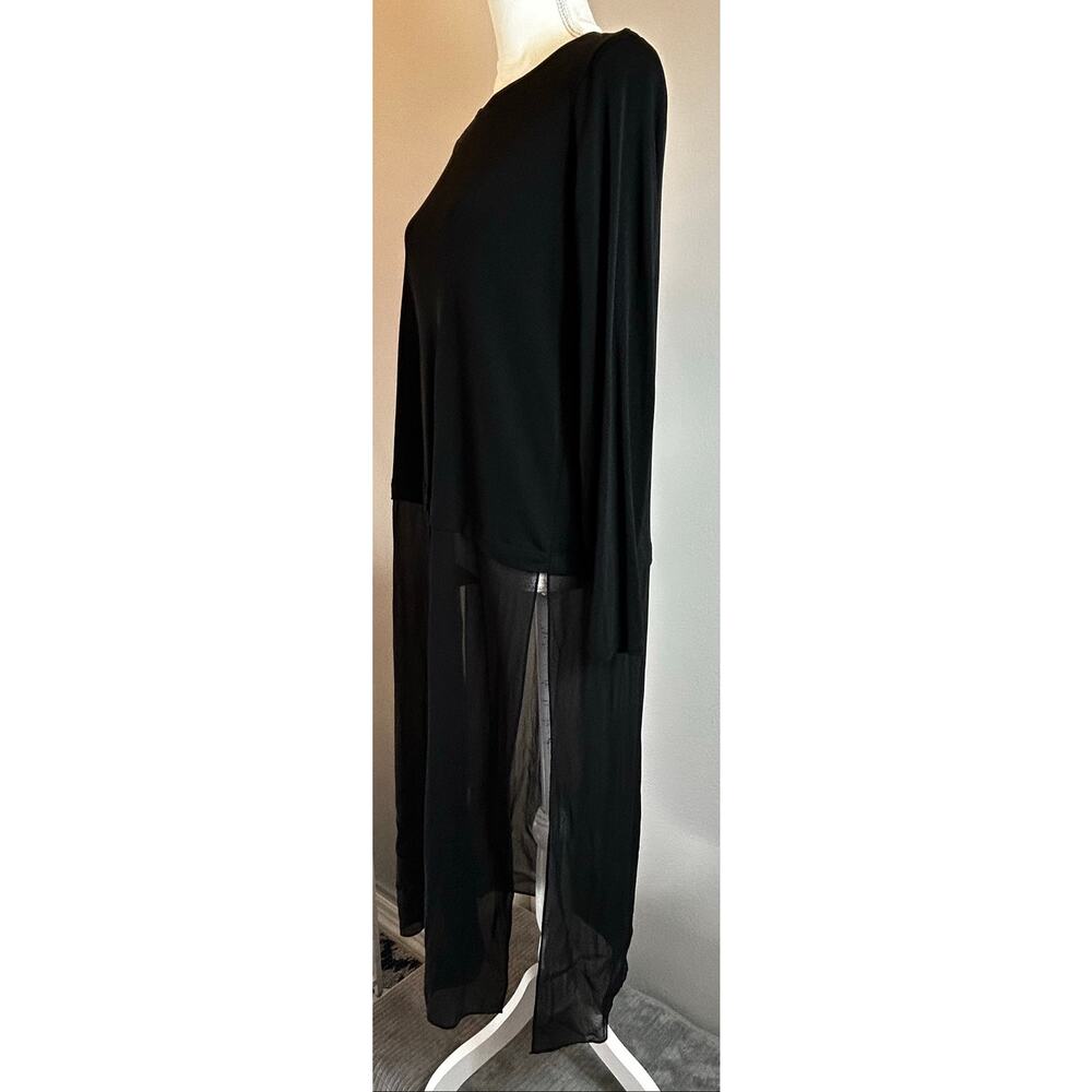 Eileen Fisher Black 100% Silk Double Layer Midi Dress Women's Medium - Picture 3 of 10